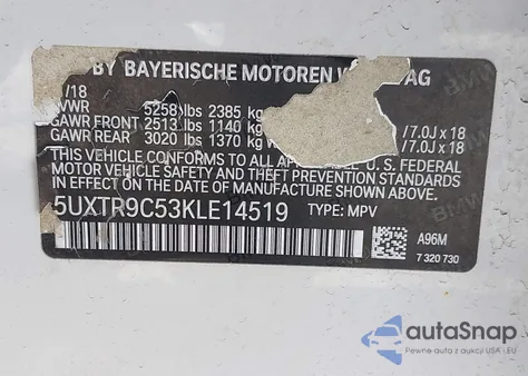 2019 BMW X3 xDrive30I from USA, damaged, VIN 5UXTR9C53KLE14519